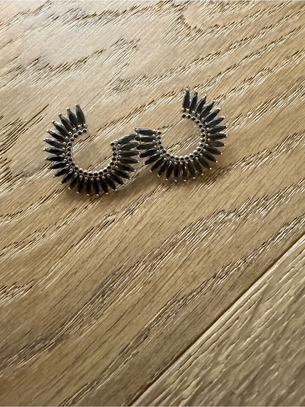 Mignonne Gavigan Black Silver Fan Hoop Earrings